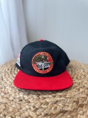 Vintage 90s Marlboro Strap Back Hat Compass LIZARD Adventure Team Black Red Cap